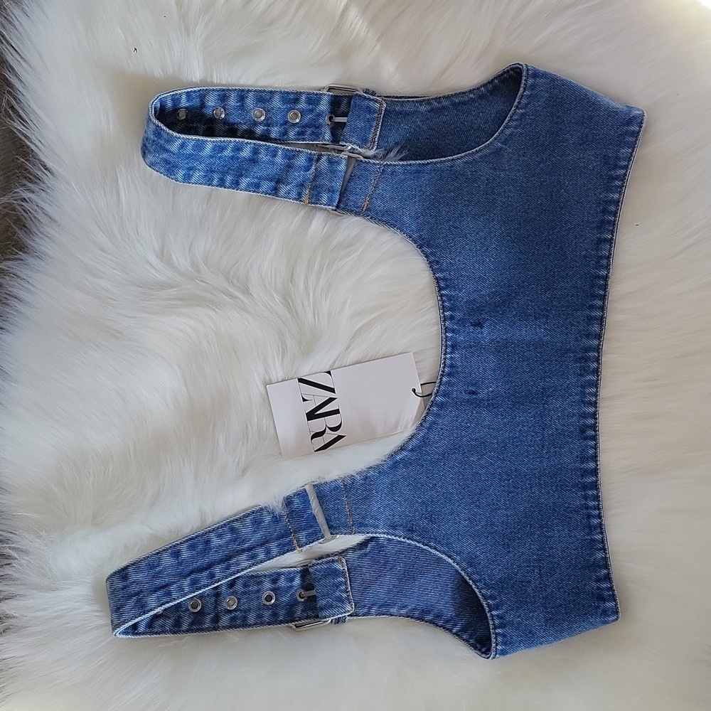 NWT zara buckled denim top - Picture 9 of 13